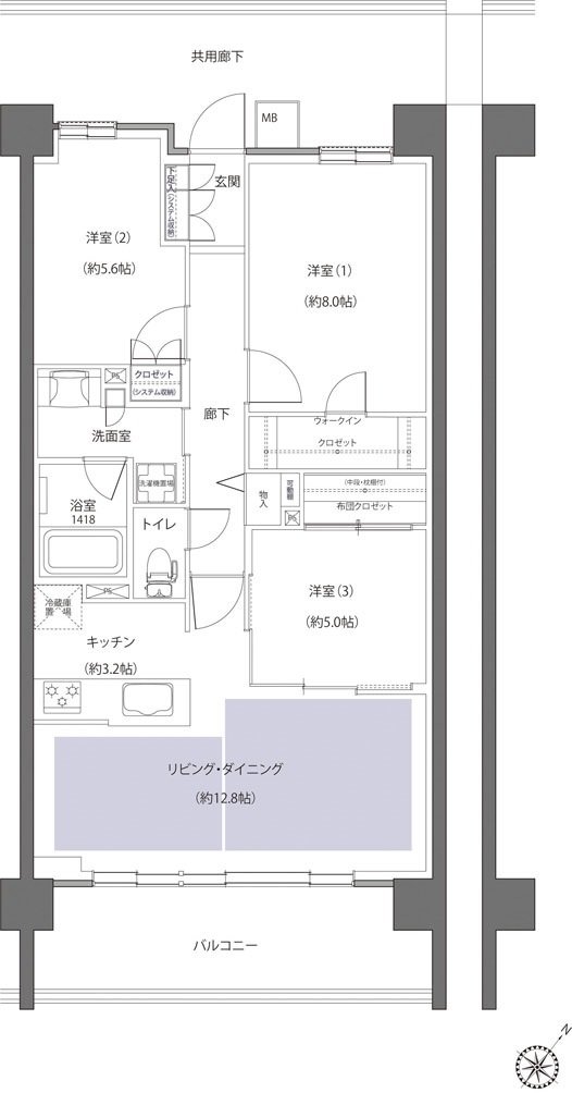 レーベン鶴岡 GRAN MARK TERRACE 間取り BIタイプ