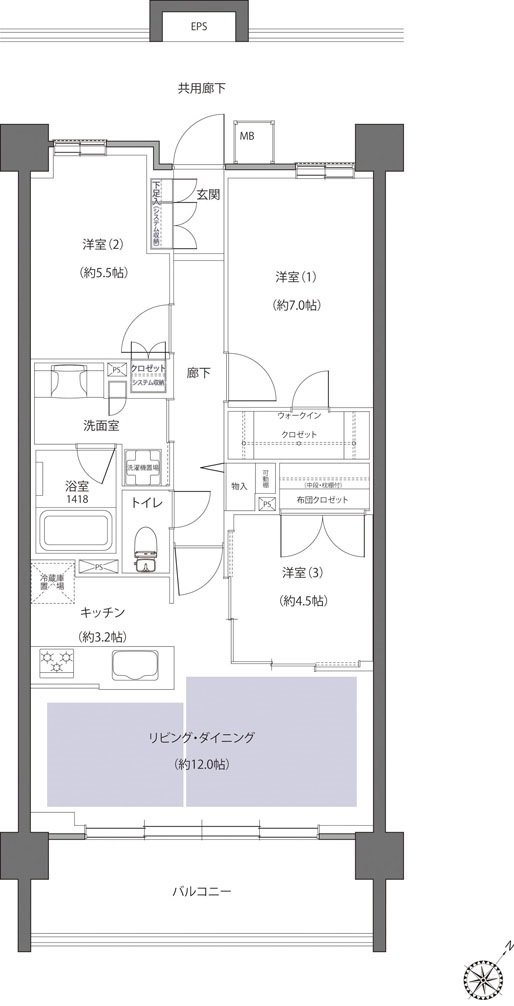 レーベン鶴岡 GRAN MARK TERRACE 間取り CFタイプ