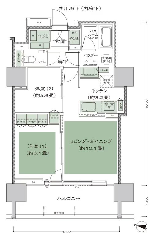シティタワー札幌ザ・レジデンス 間取り H(8-10F) type
