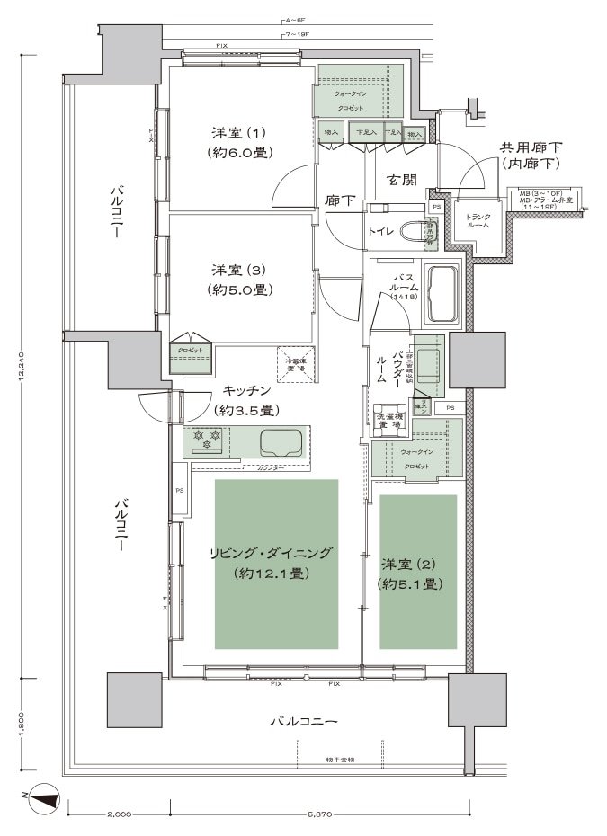 シティタワー札幌ザ・レジデンス 間取り A（4-19F） type
