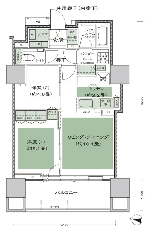シティタワー札幌ザ・レジデンス 間取り H(3-7F) type