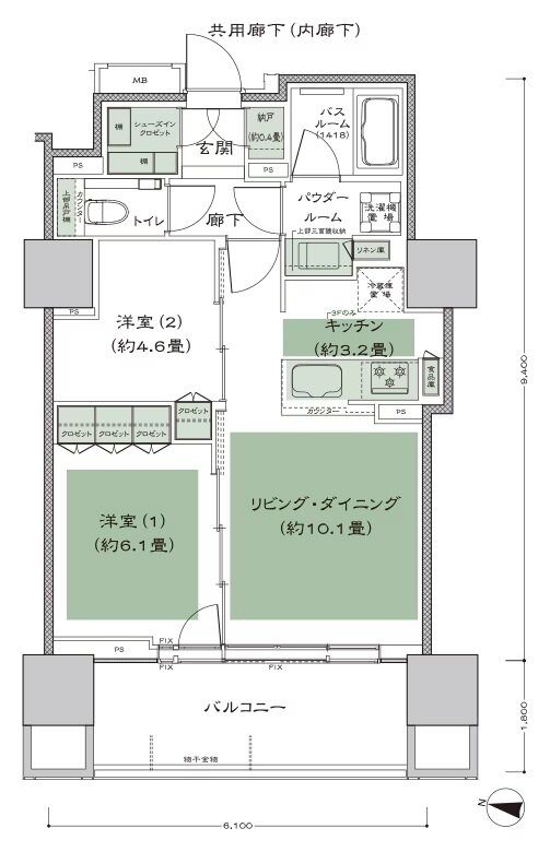 シティタワー札幌ザ・レジデンス 間取り H(3-7F) type