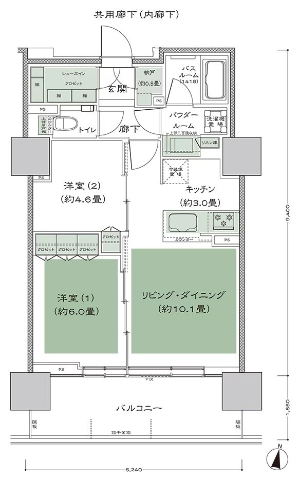 シティタワー札幌ザ・レジデンス 間取り F(3〜13F) type