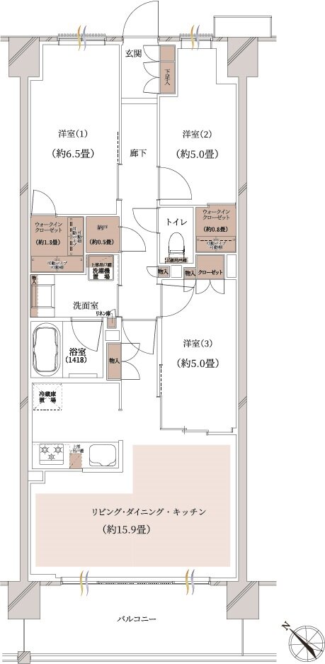 クレストシティ鎌倉大船サウス 間取り B-J Type