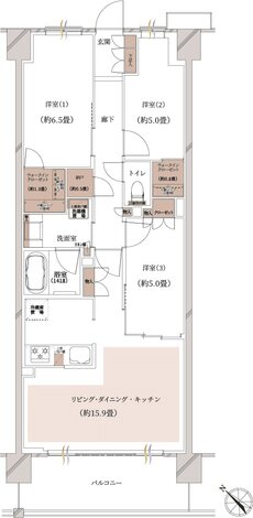 クレストシティ鎌倉大船サウス 間取り B-J Type