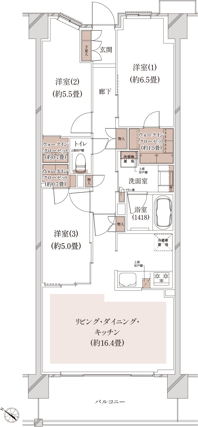 クレストシティ鎌倉大船サウス 間取り A-K type(先着順)