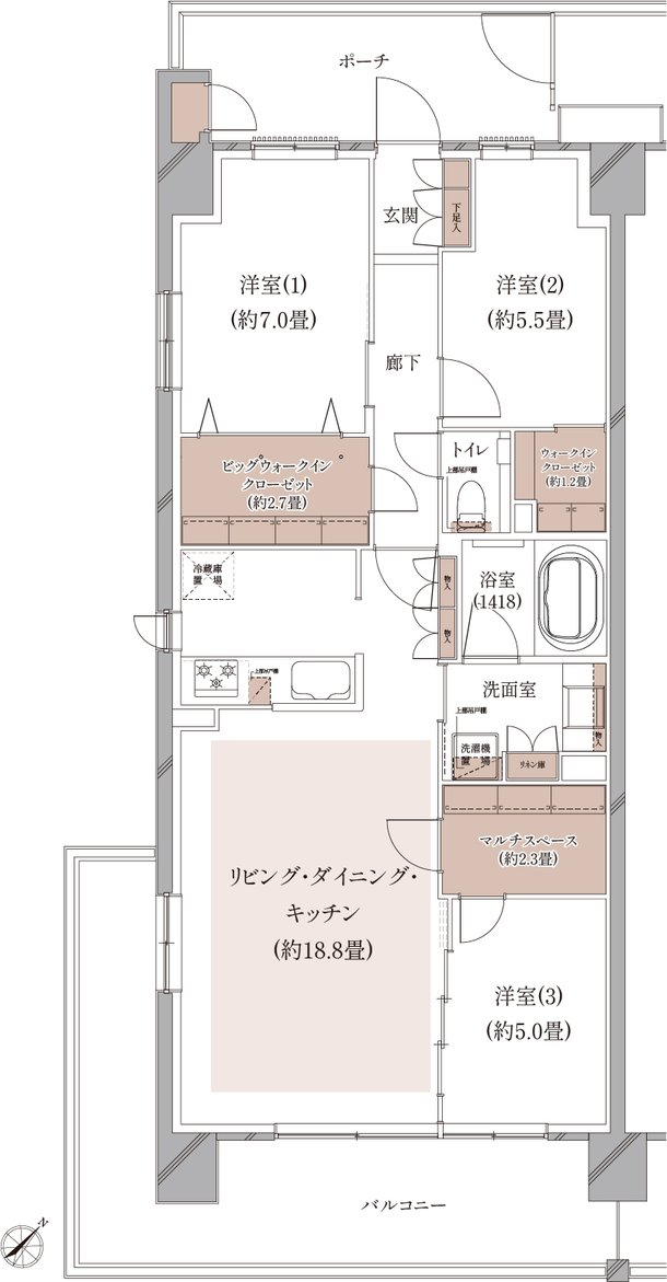 クレストシティ鎌倉大船サウス 間取り C-A type（先着順）