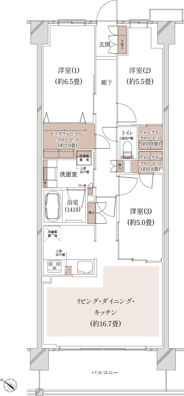 クレストシティ鎌倉大船サウス 間取り A-E type