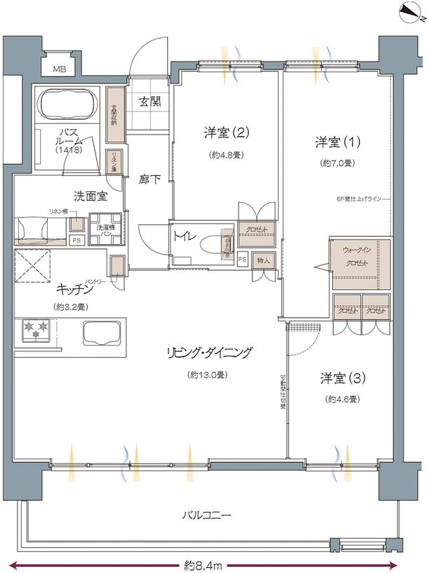 ザ・ライオンズ北谷伊平 間取り E2 type