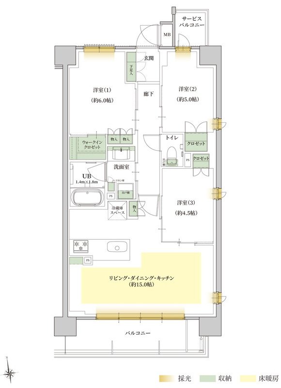 ソルティア京都宝ヶ池 間取り Eタイプ （4・5階）