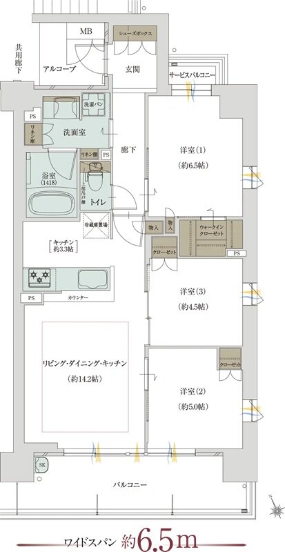グランドパレス堺上野芝 ザ・グランドガーデン 間取り E TYPE