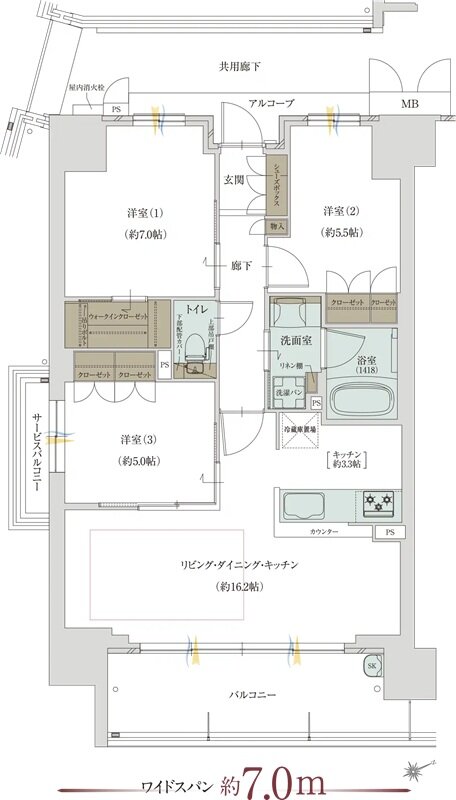 グランドパレス堺上野芝 ザ・グランドガーデン 間取り Jタイプ