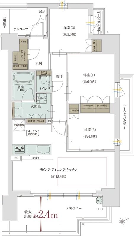 グランドパレス堺上野芝 ザ・グランドガーデン 間取り L TYPE