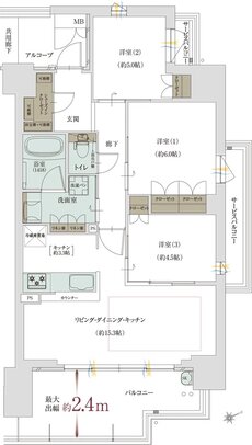 グランドパレス堺上野芝 ザ・グランドガーデン 間取り L TYPE