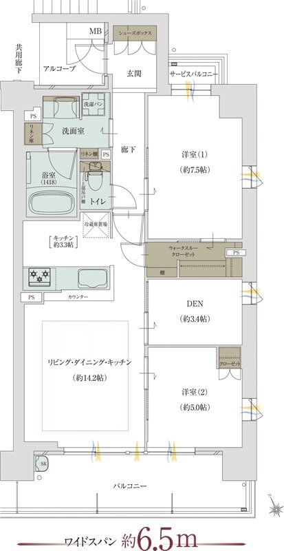 グランドパレス堺上野芝 ザ・グランドガーデン 間取り E TYPE（MENU02）