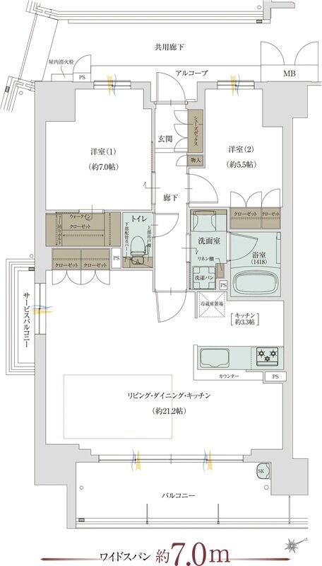 グランドパレス堺上野芝 ザ・グランドガーデン 間取り J TYPE（MENU02)