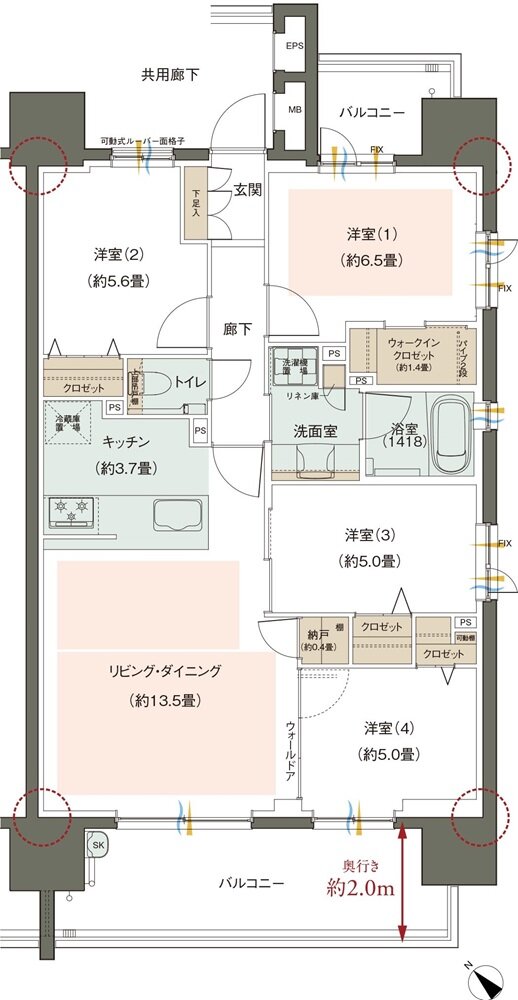ウエリス白木原 間取り J type［第6期2次］