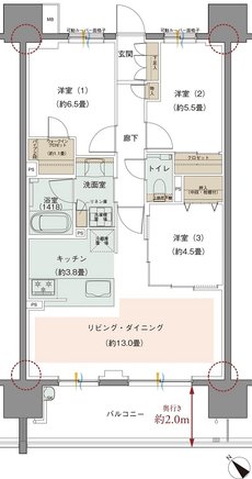 ウエリス白木原 間取り D type［第5期］