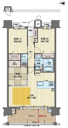 ピアッツァコート南八木 間取り Eタイプ