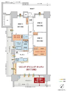 ヴェルディ・クレール春日 間取り A type(2〜15階)
