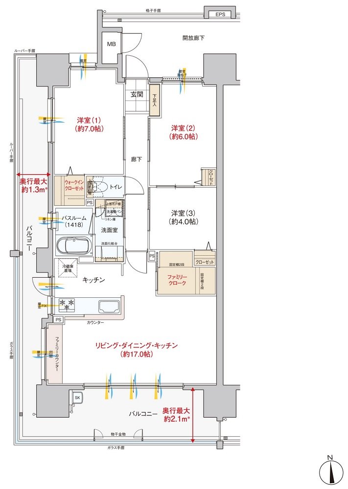 ヴェルディ・ザ・タワー宇品 間取り A type（2〜9階）