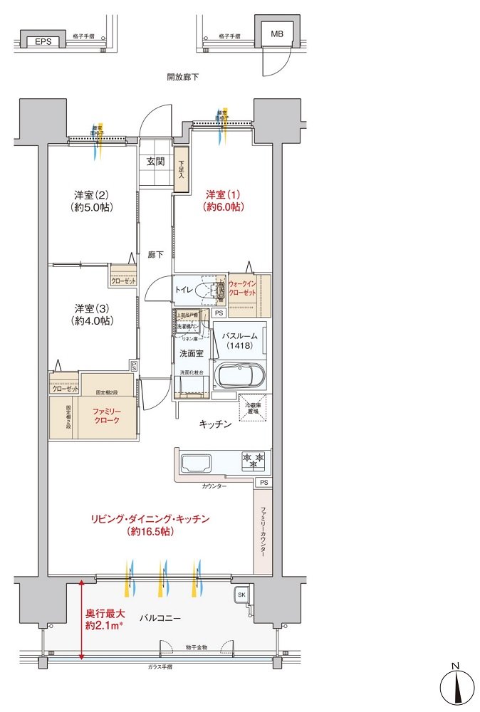 ヴェルディ・ザ・タワー宇品 間取り B type（2〜19階）