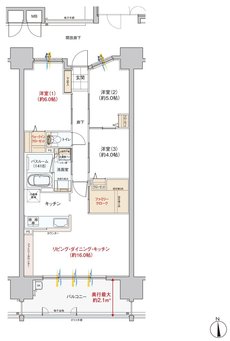 ヴェルディ・ザ・タワー宇品 間取り D type（2〜19階）