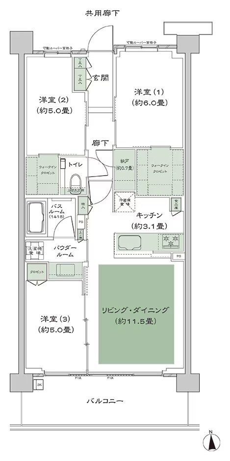 シティテラス桜上水 間取り C-A1t’-3 type