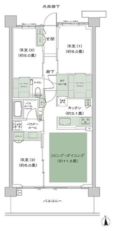 シティテラス桜上水 間取り C-A1t’-3 type