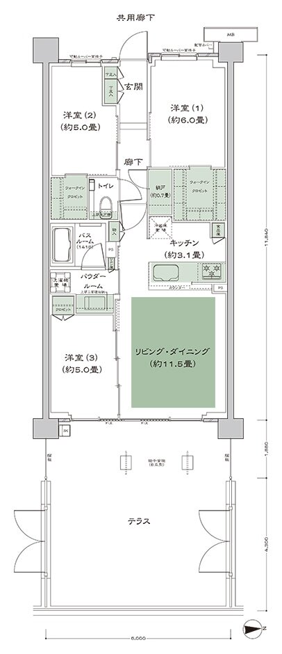 シティテラス桜上水 間取り D-A1t’-3 type