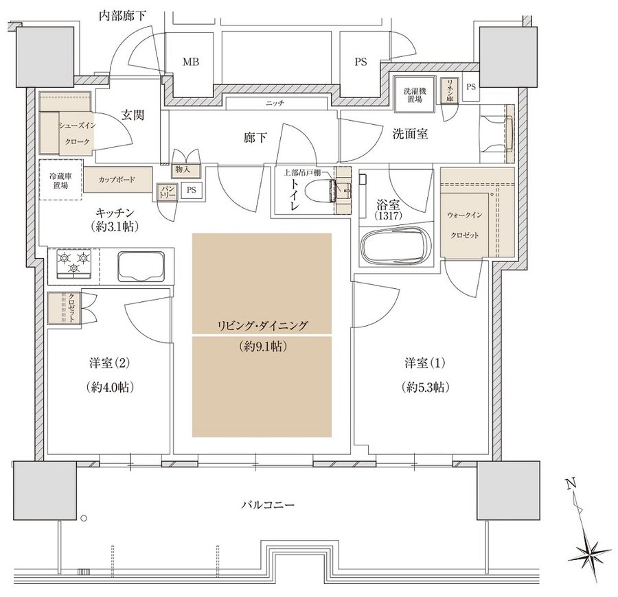 ザ・ファインタワー名古屋今池 間取り Bタイプ