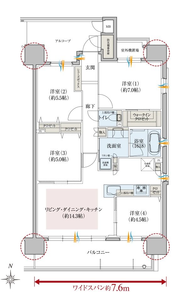 レ・ジェイド南港 間取り D type 基本プラン