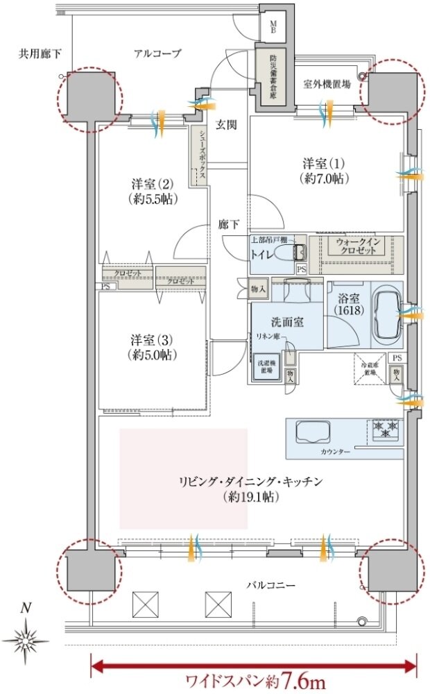 レ・ジェイド南港 間取り D type (3LDKタイプ)