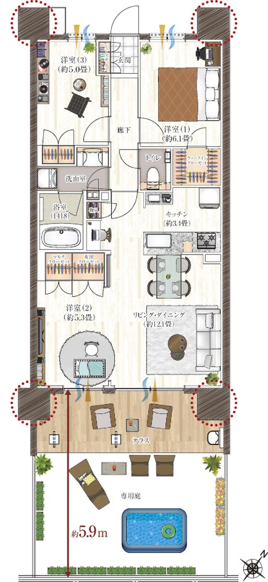 COCOCHI FIRST PROJECT(ココチファースト プロジェクト) 間取り E3g type