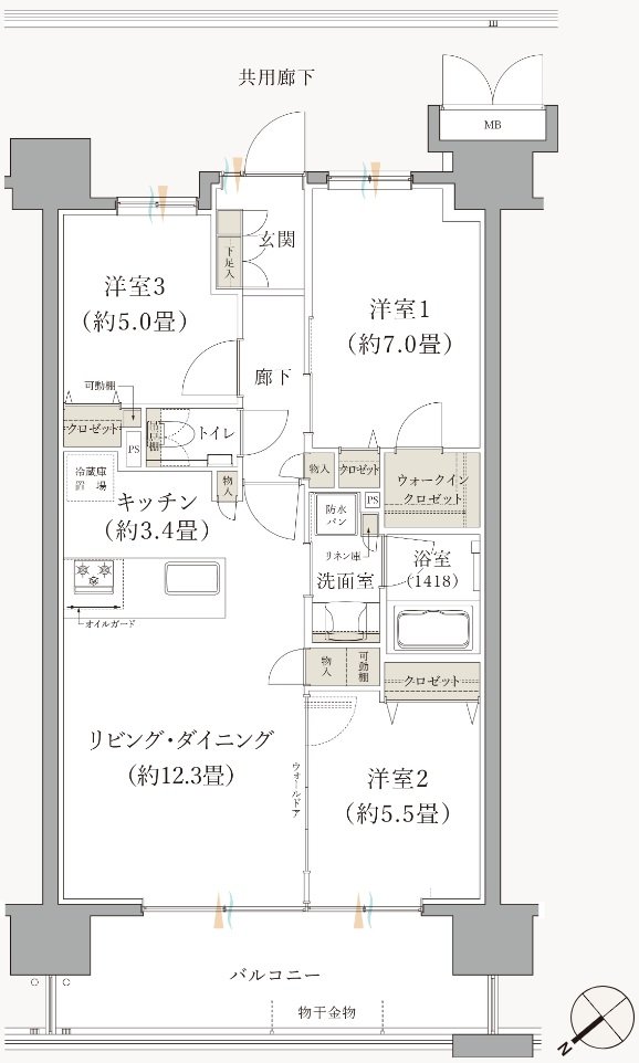 ブランシエラ那覇開南プレミスト 間取り E type