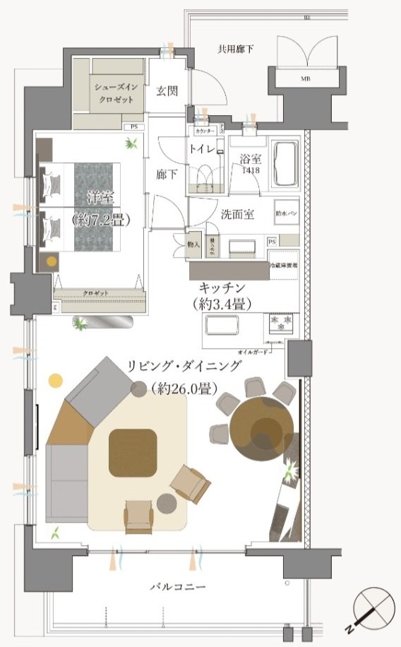 ブランシエラ那覇開南プレミスト 間取り K2 type PLANSELECT2