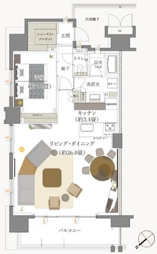ブランシエラ那覇開南プレミスト 間取り K2 type PLANSELECT2