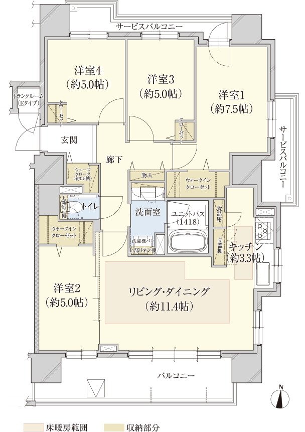 クレアホームズ札幌医大南 間取り E type