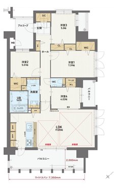 グランドキャッスル戸畑 STA. 間取り F type