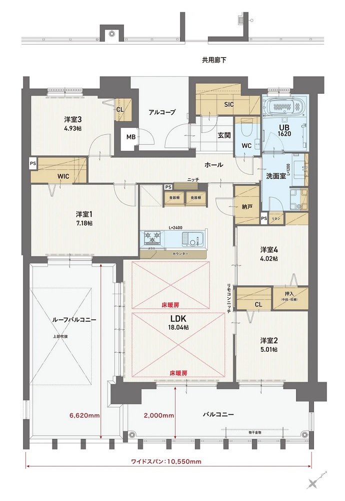 グランドキャッスル戸畑 STA. 間取り H type