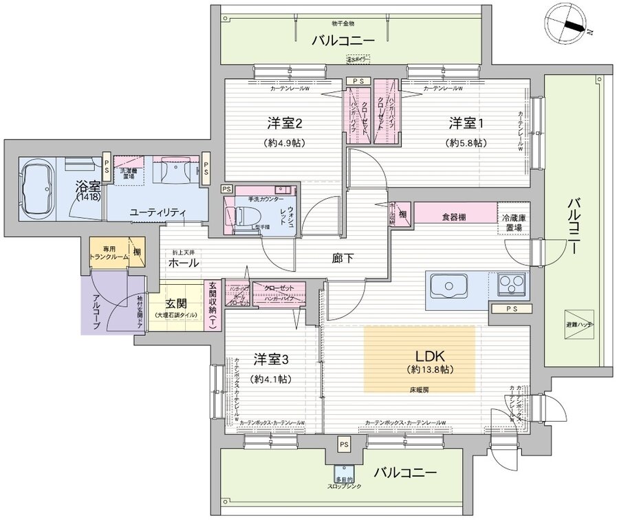 グランファーレ真駒内グランフォレスト 間取り I type