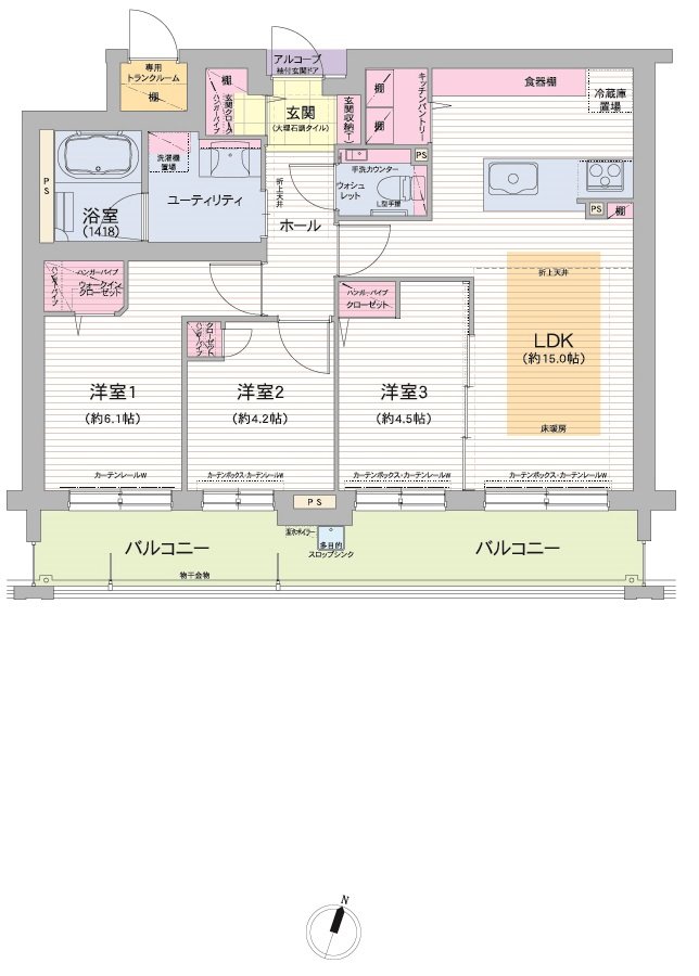 グランファーレ真駒内グランフォレスト 間取り B type