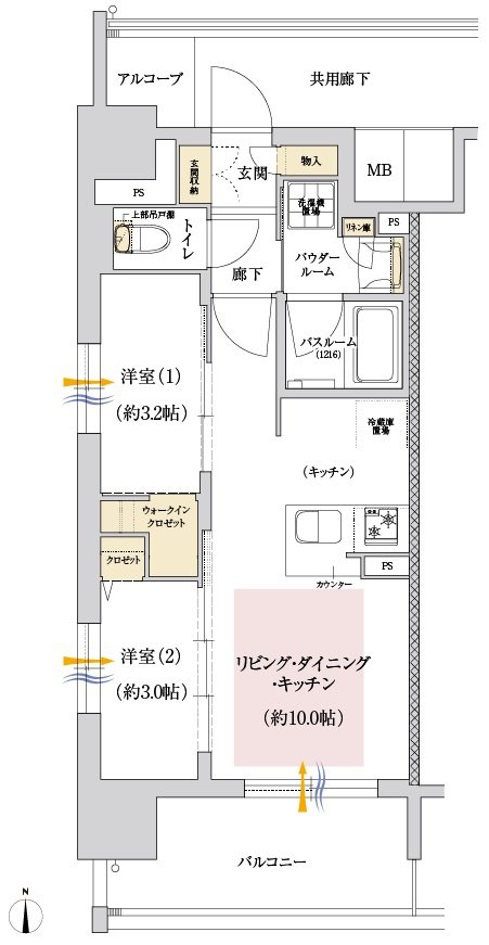 プレサンス レイズ 泉 高岳駅前 間取り Aタイプ