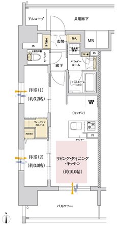 プレサンス レイズ 泉 高岳駅前 間取り Aタイプ