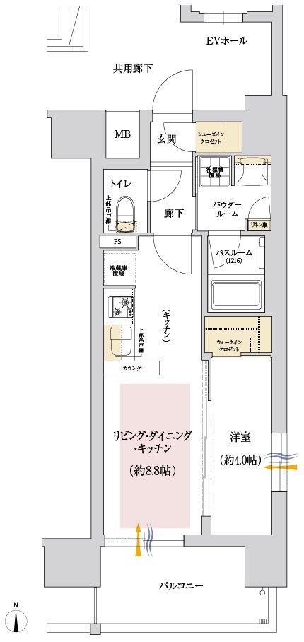 プレサンス レイズ 泉 高岳駅前 間取り Cタイプ