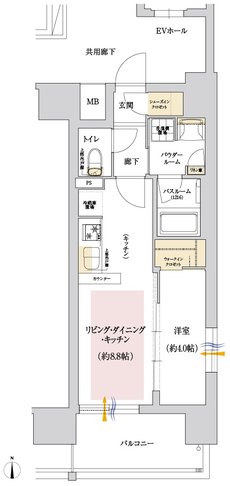 プレサンス レイズ 泉 高岳駅前 間取り Cタイプ