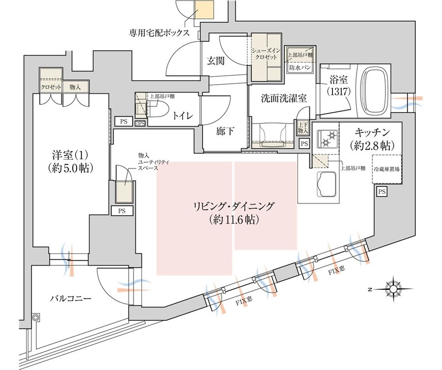 ジオ京都堀川三条 間取り K type