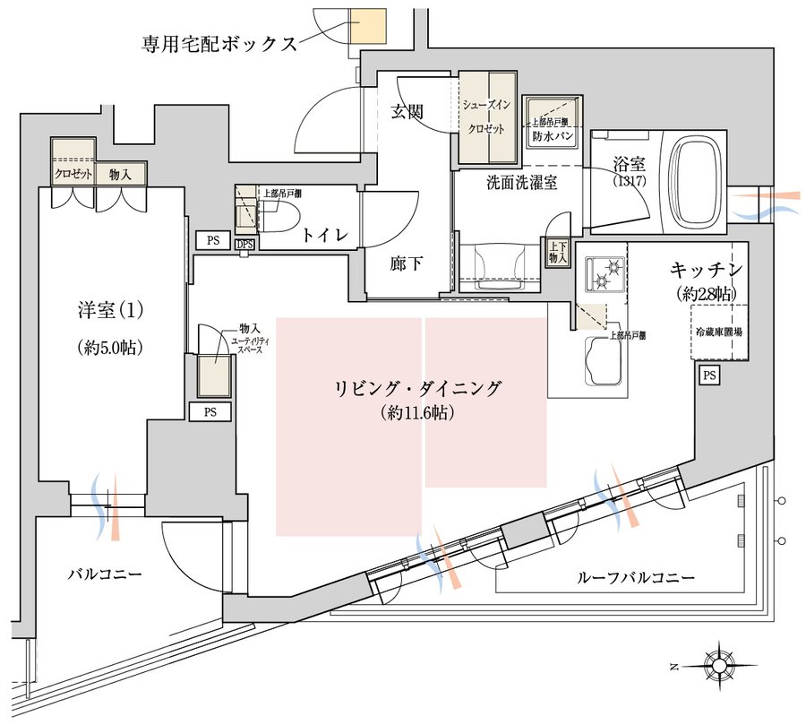 ジオ京都堀川三条 間取り Kr type