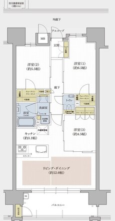 クレアホームズ米子駅 ザ・レジデンス 間取り C TYPE