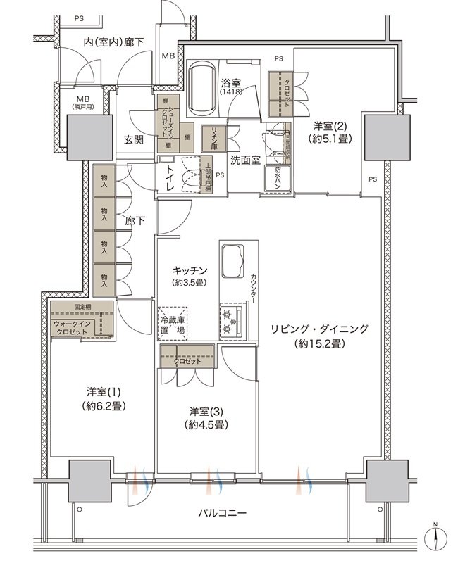 リビオタワー大分 間取り Dタイプ